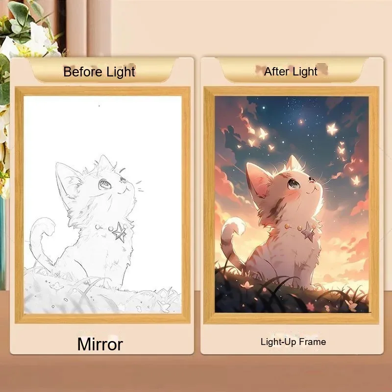 Mirror Light-Up Custom Photo Frame — Luminous Picture Frame Night Light - detail 1