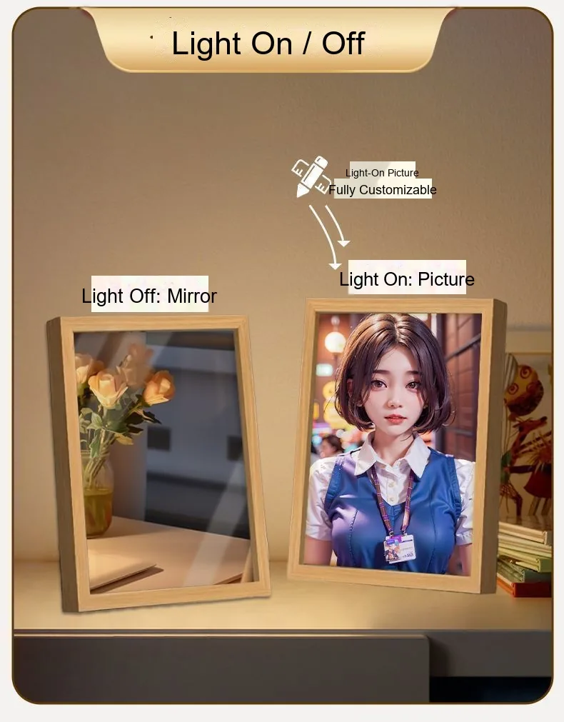 Mirror Light-Up Custom Photo Frame — Luminous Picture Frame Night Light - detail 6