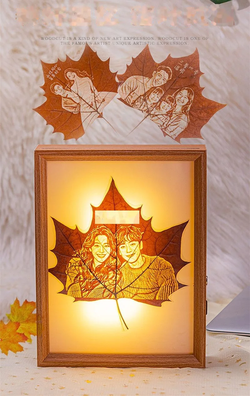 Custom Sycamore-Leaf Engraved Photo — Handcrafted Keepsake (Anniversary / Valentine's) - detail 2