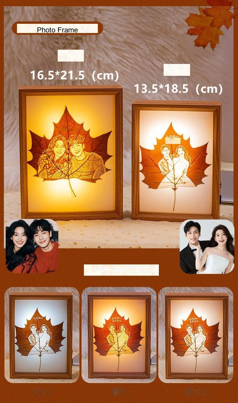 Custom Sycamore-Leaf Engraved Photo — Handcrafted Keepsake (Anniversary / Valentine's) - detail 9
