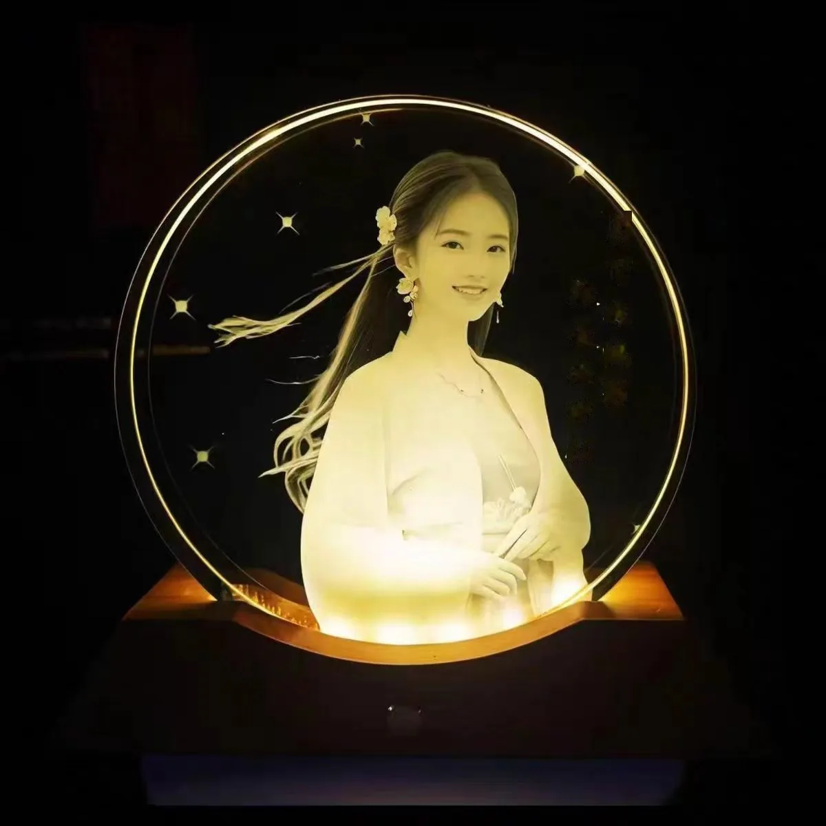 Custom 3D Laser-Carved Crystal Photo — Inner-Engraved Keepsake with Light Base - detail 10