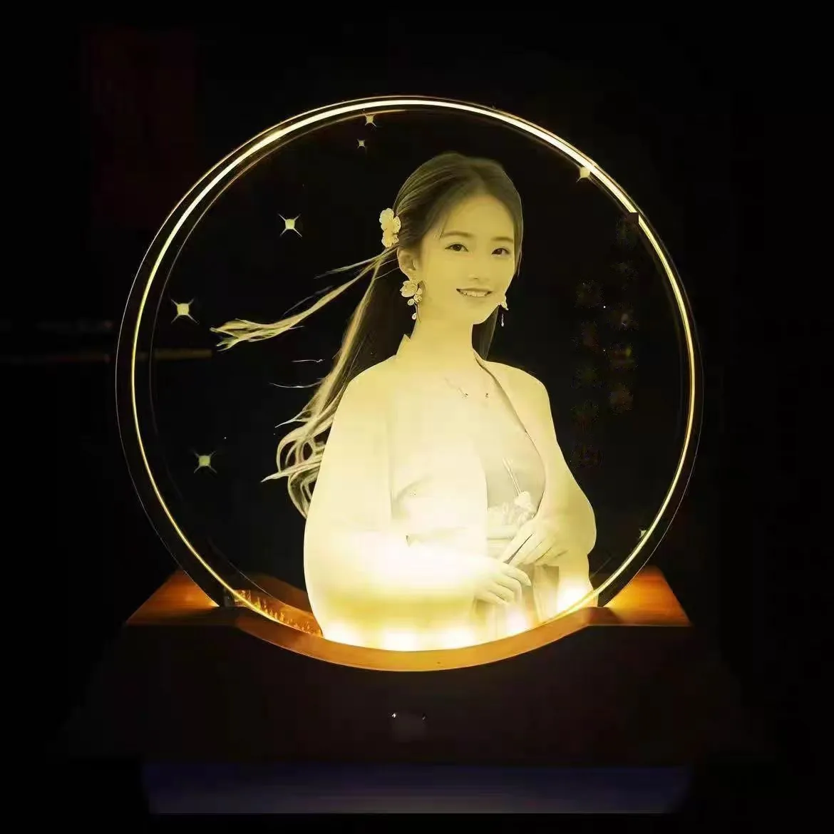 Custom 3D Laser-Carved Crystal Photo — Inner-Engraved Keepsake with Light Base - detail 13