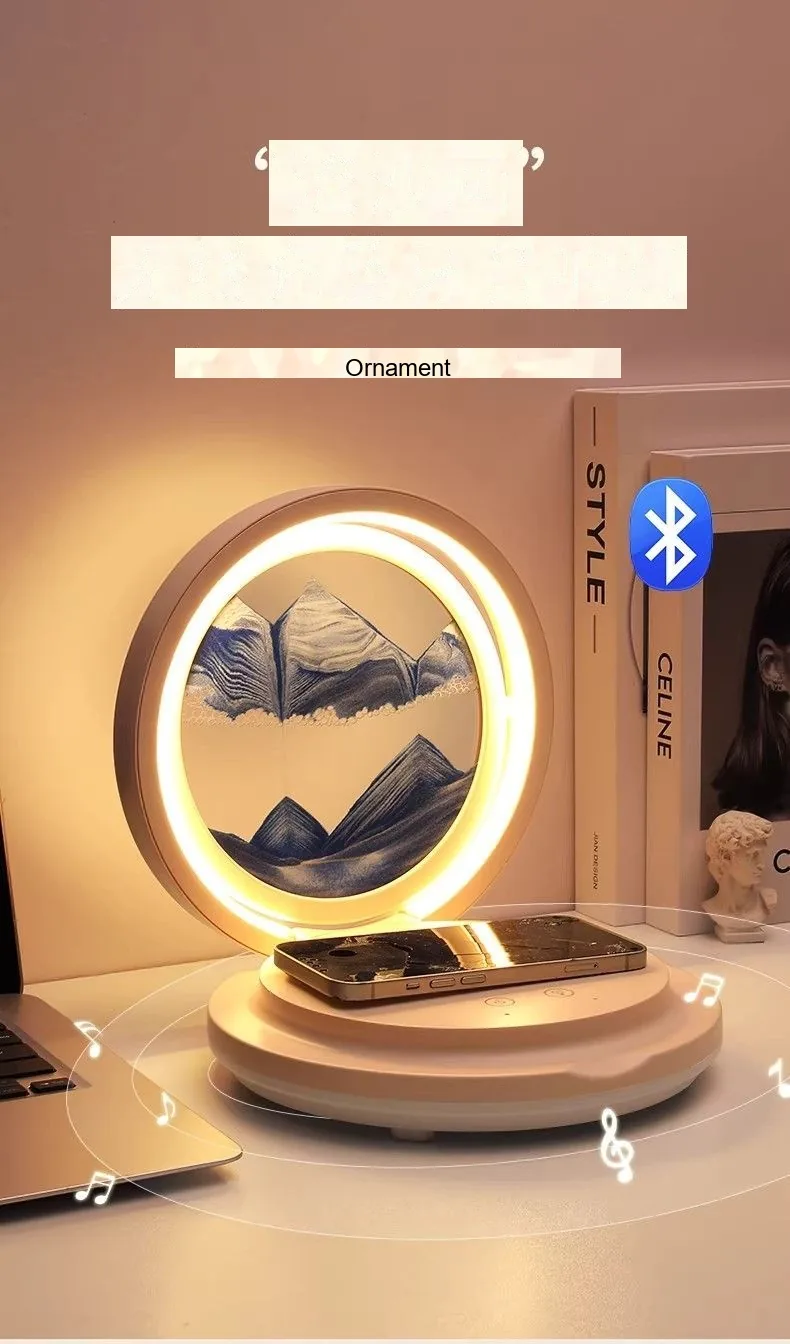 Custom Engraved Flowing-Sand Smart Lamp — Wireless-Charging Bluetooth Speaker - detail 14