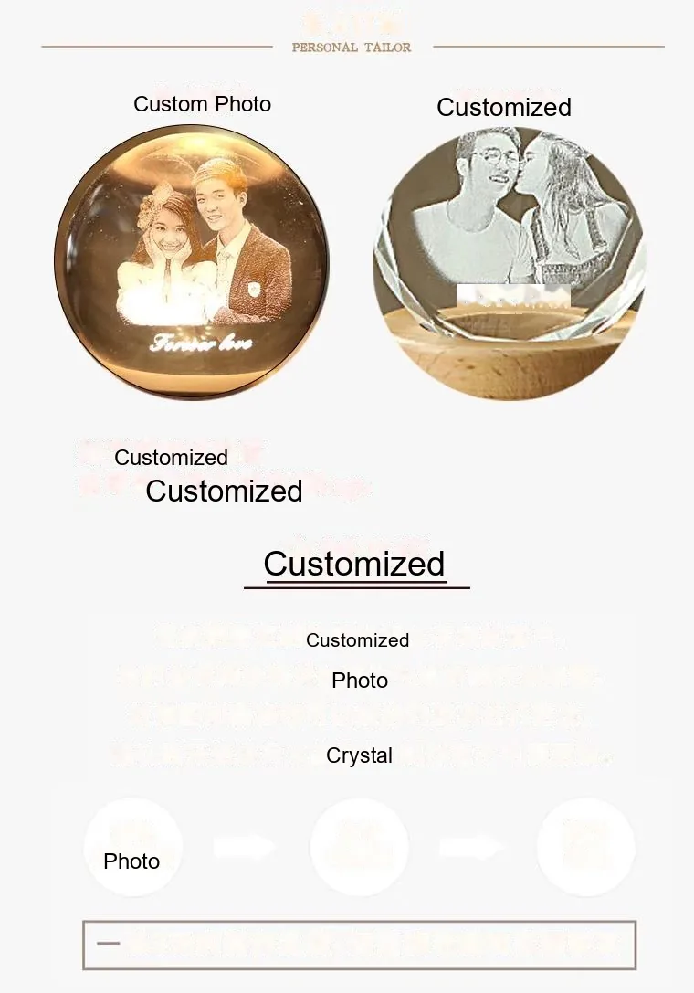 Custom Glowing Crystal Ball Music Box — Photo Snow Globe Keepsake - detail 5