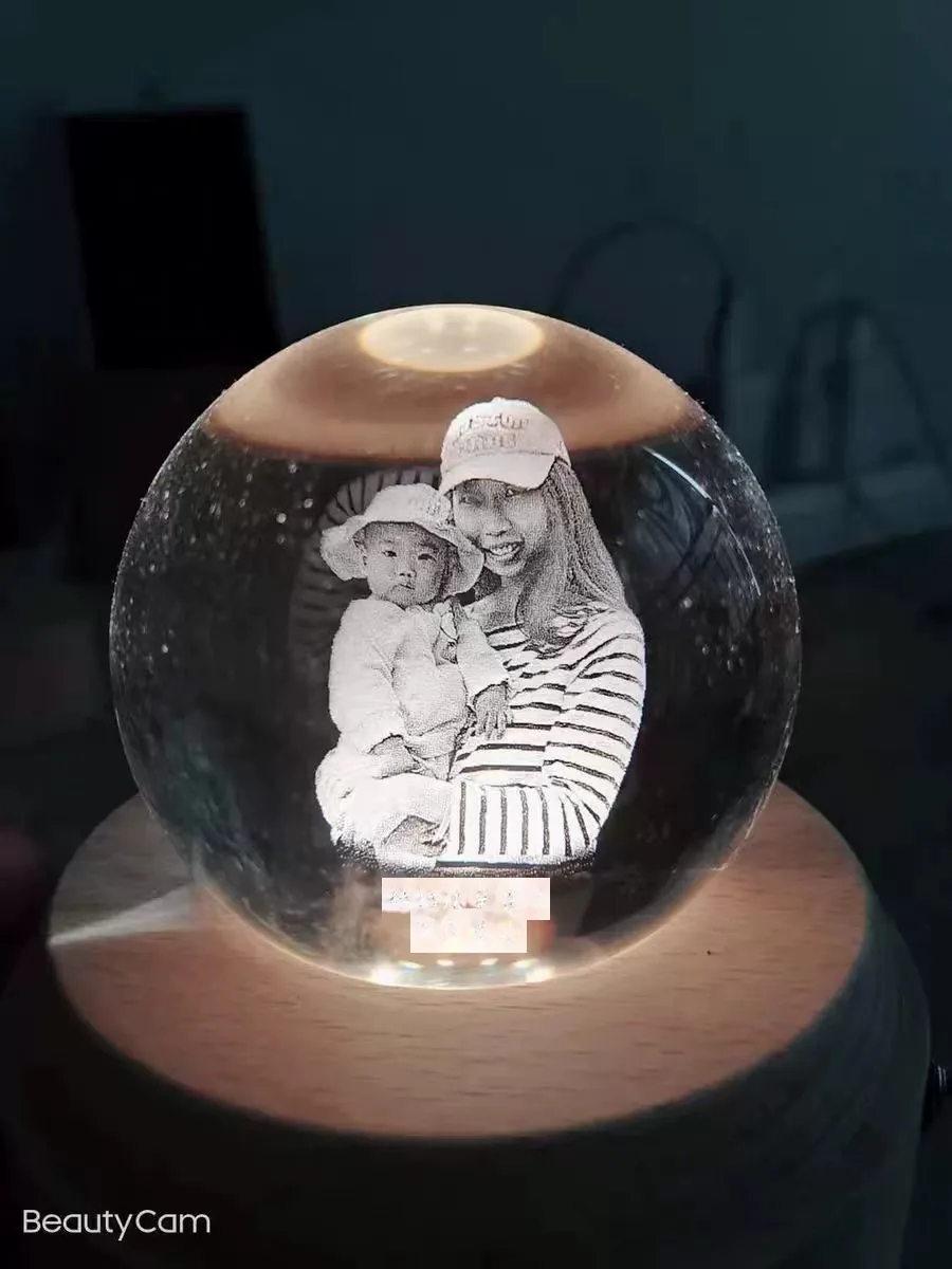 Custom Glowing Crystal Ball Music Box — Photo Snow Globe Keepsake - detail 8