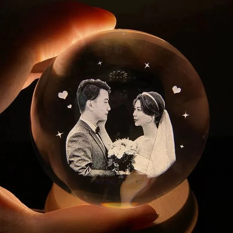 Custom Glowing Crystal Ball Music Box — Photo Snow Globe Keepsake - Image 4