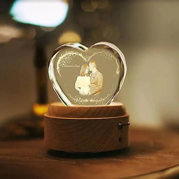 Custom Glowing Crystal Ball Music Box — Photo Snow Globe Keepsake - Image 6