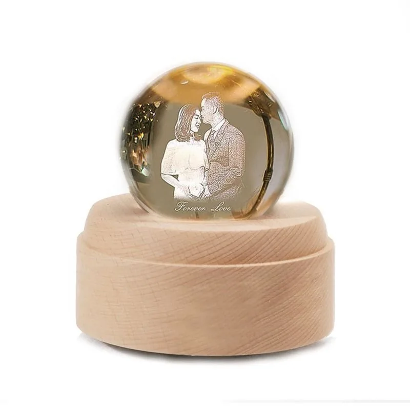 Custom Glowing Crystal Ball Music Box — Photo Snow Globe Keepsake - Image 9