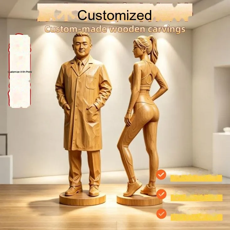 Custom Wood-Carved Figure — Realistic Portrait Statue (Anniversary / Holiday) - detail 3