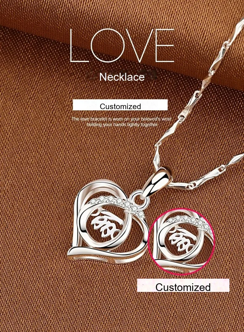 Custom Engraved Heart Necklace — 999 Silver Collarbone Chain (2026 New) - detail 3