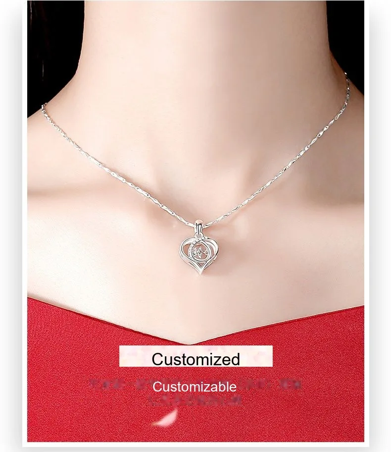 Custom Engraved Heart Necklace — 999 Silver Collarbone Chain (2026 New) - detail 6