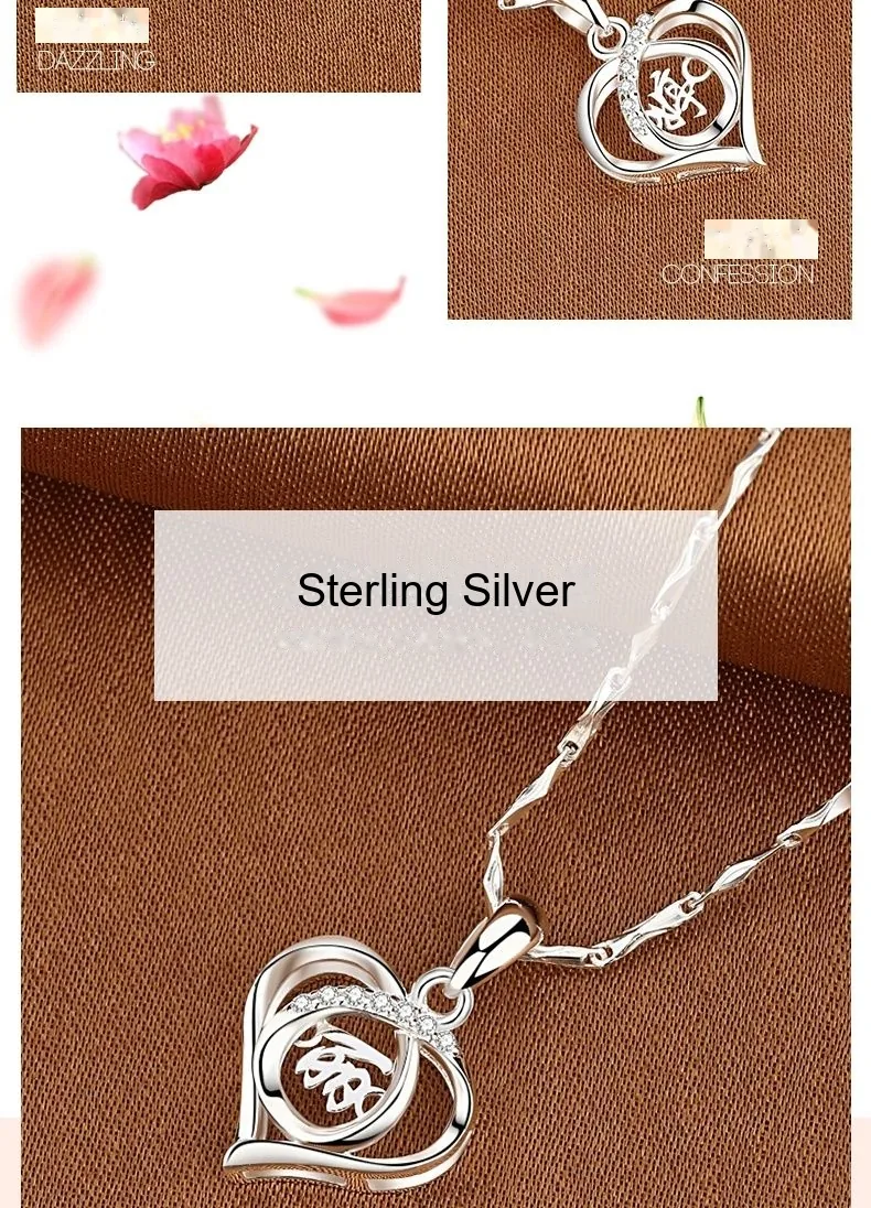 Custom Engraved Heart Necklace — 999 Silver Collarbone Chain (2026 New) - detail 13