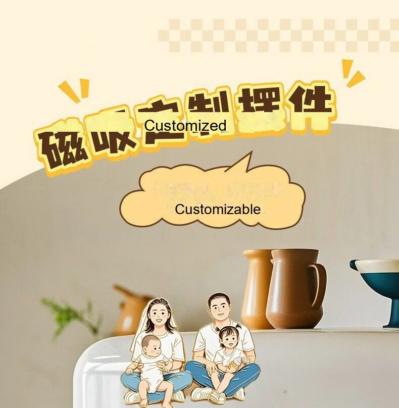 Custom Anime Character Fridge Magnet — Personalized Photo Magnet (Gold-Stamped) - detail 3