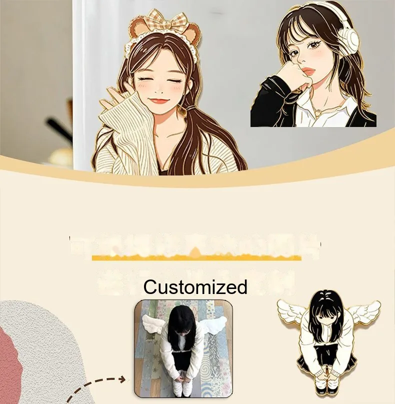 Custom Anime Character Fridge Magnet — Personalized Photo Magnet (Gold-Stamped) - detail 4