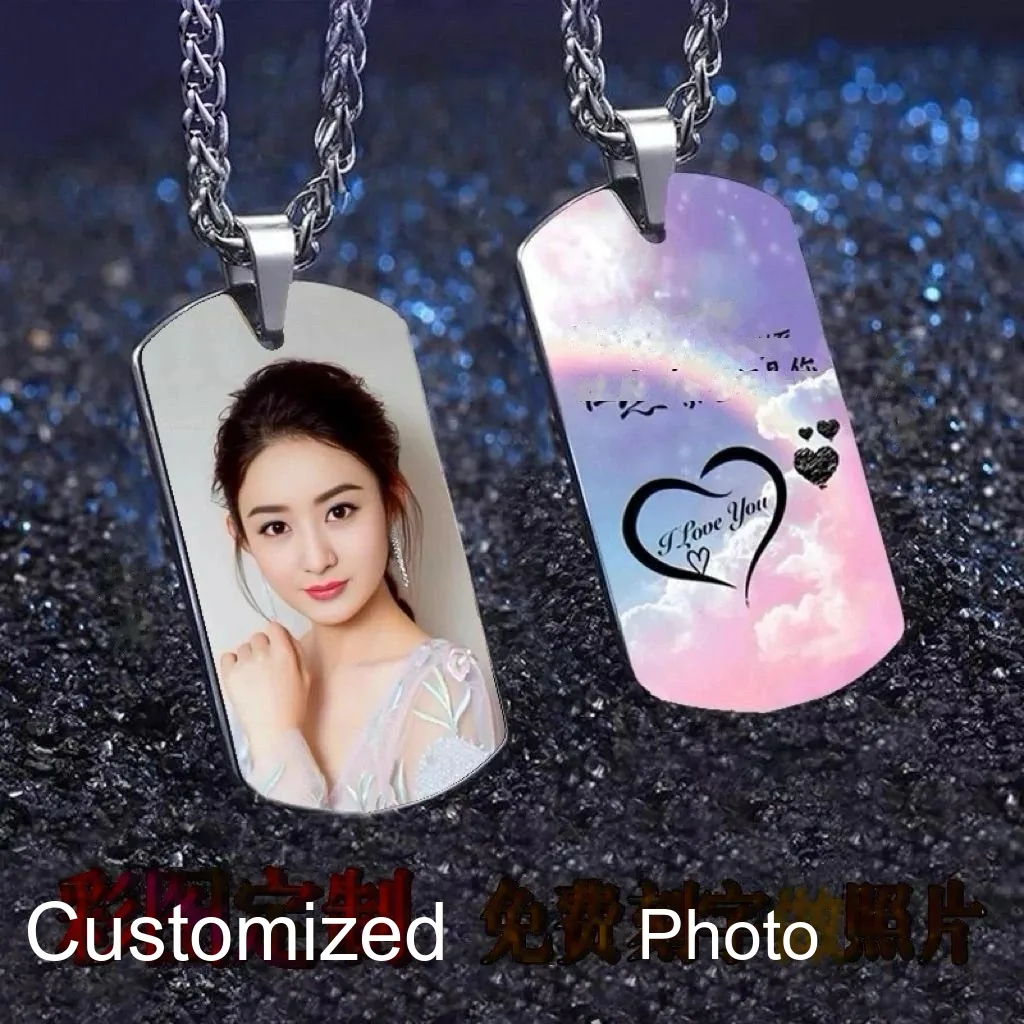 Custom Color Photo Pendant — Titanium Steel Necklace with Silver Plating - detail 5