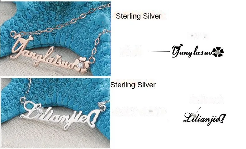 Custom Initial Pendant Necklace — Sterling Silver Letter Collarbone Chain - detail 5