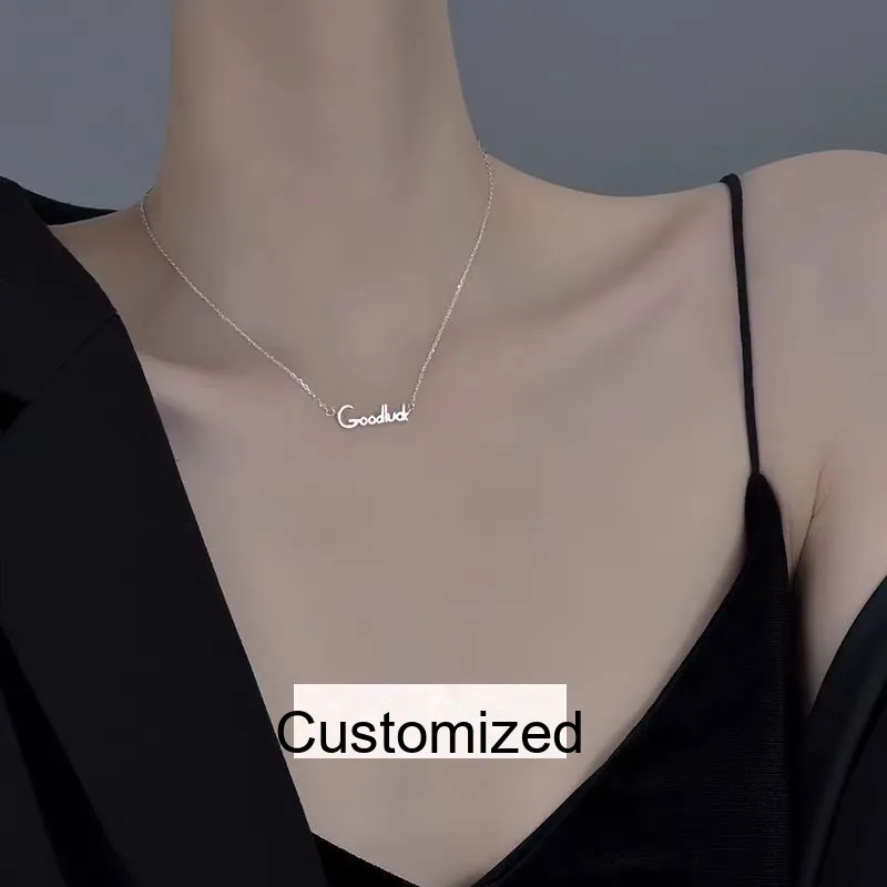 Custom Initial Pendant Necklace — Sterling Silver Letter Collarbone Chain - detail 13