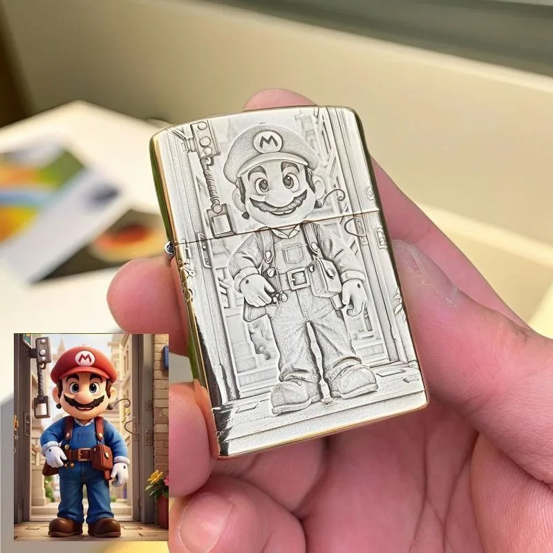Custom Engraved Brass Lighter — Personalized Retro Gift for Him (902 Windproof) - detail 5