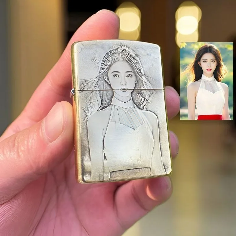 Custom Engraved Brass Lighter — Personalized Retro Gift for Him (902 Windproof) - detail 7