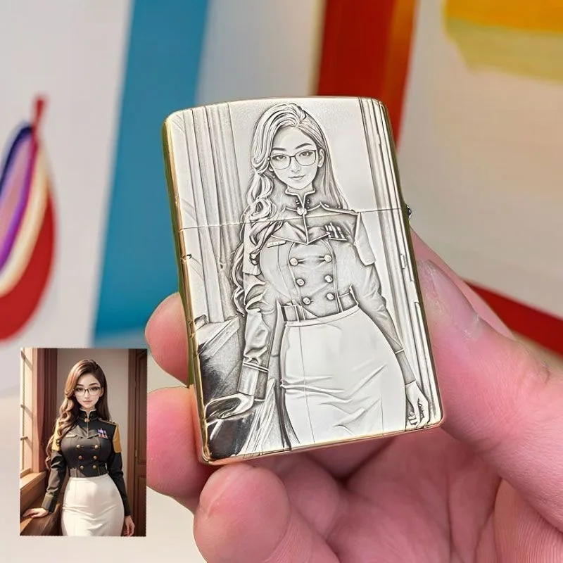 Custom Engraved Brass Lighter — Personalized Retro Gift for Him (902 Windproof) - detail 9