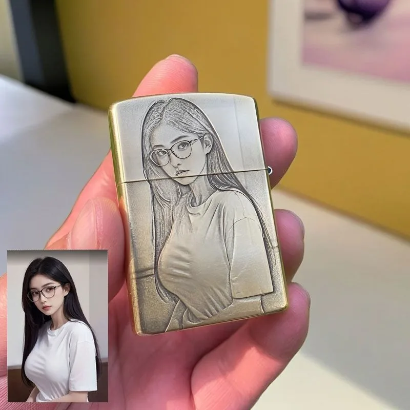 Custom Engraved Brass Lighter — Personalized Retro Gift for Him (902 Windproof) - detail 10