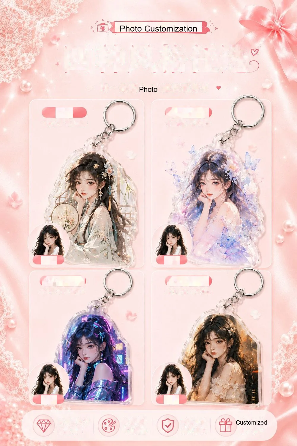 Custom Acrylic Photo Keychain — Anime / Hand-Drawn Bag Charm - detail 4