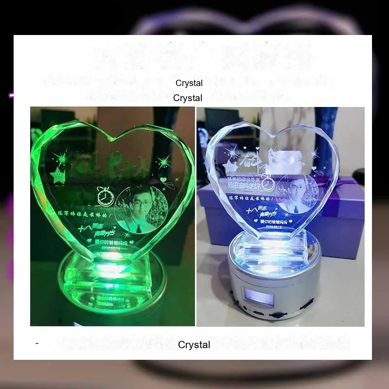 Custom Crystal Heart Night Light with Engraved Message (Anniversary / Birthday) - detail 13