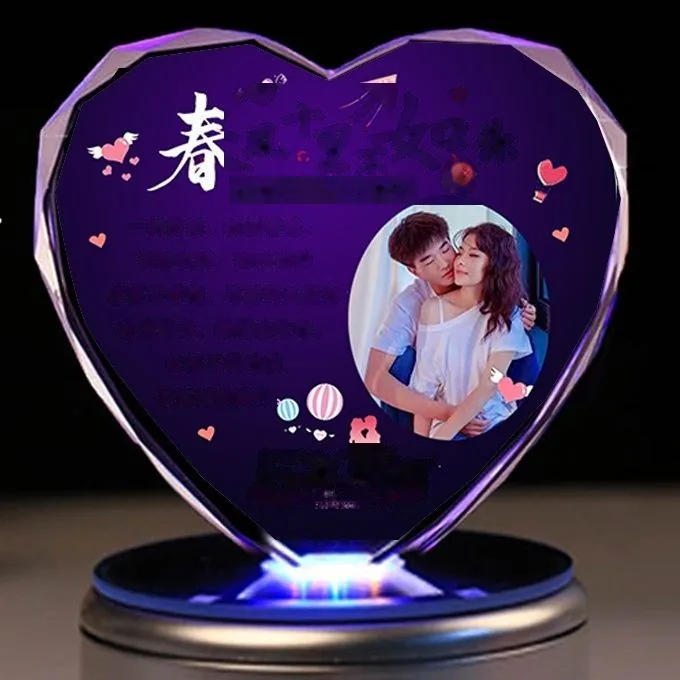 Custom Crystal Heart Night Light with Engraved Message (Anniversary / Birthday) - detail 16
