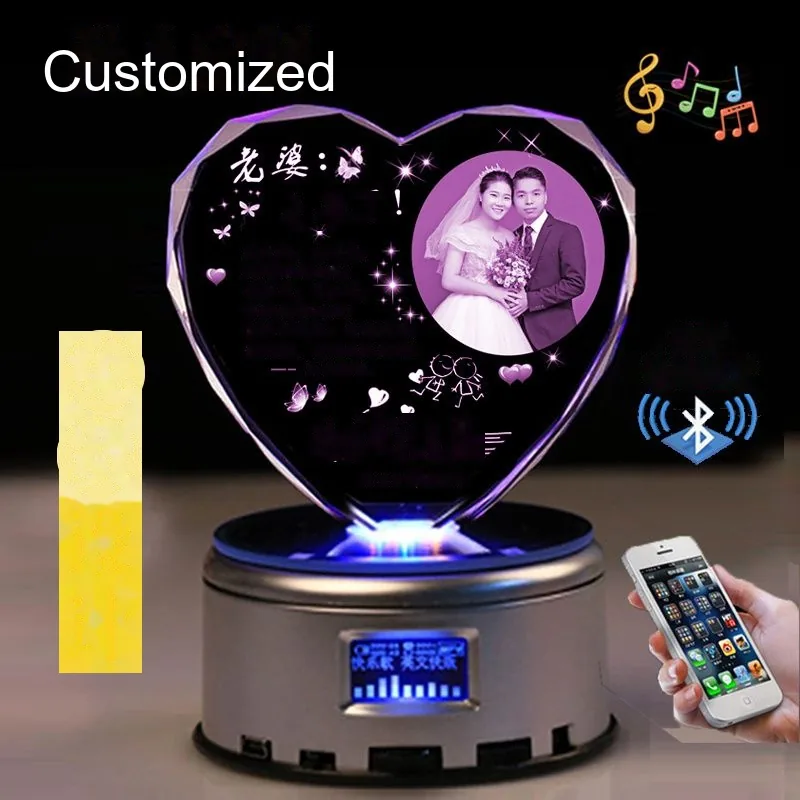 Custom Crystal Heart Night Light with Engraved Message (Anniversary / Birthday) - detail 19