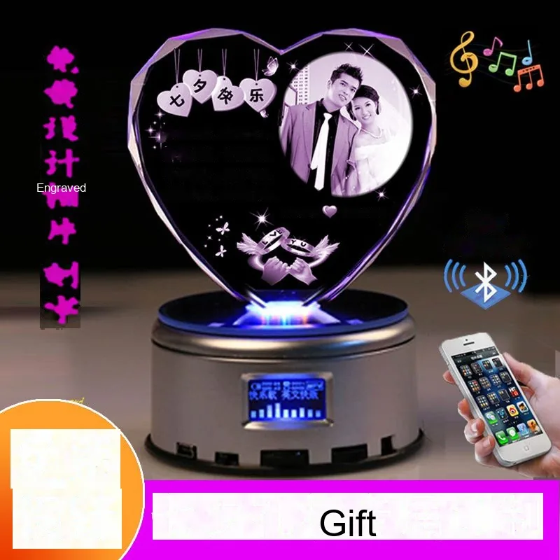 Custom Crystal Heart Night Light with Engraved Message (Anniversary / Birthday) - detail 20