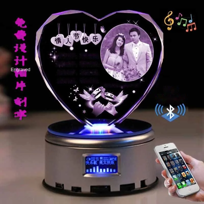 Custom Crystal Heart Night Light with Engraved Message (Anniversary / Birthday) - detail 21