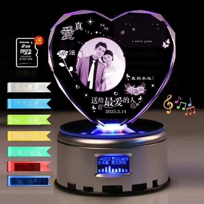 Custom Crystal Heart Night Light with Engraved Message (Anniversary / Birthday) - detail 22