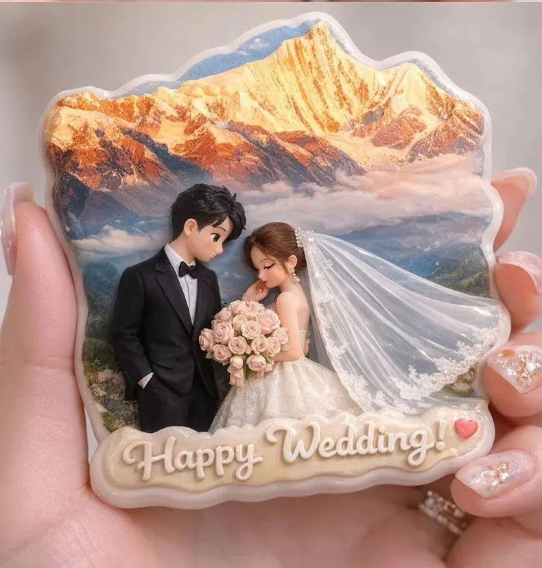 Custom 3D Relief Fridge Magnet — Photo Design Keepsake (Valentine / Wedding Favor) - detail 7