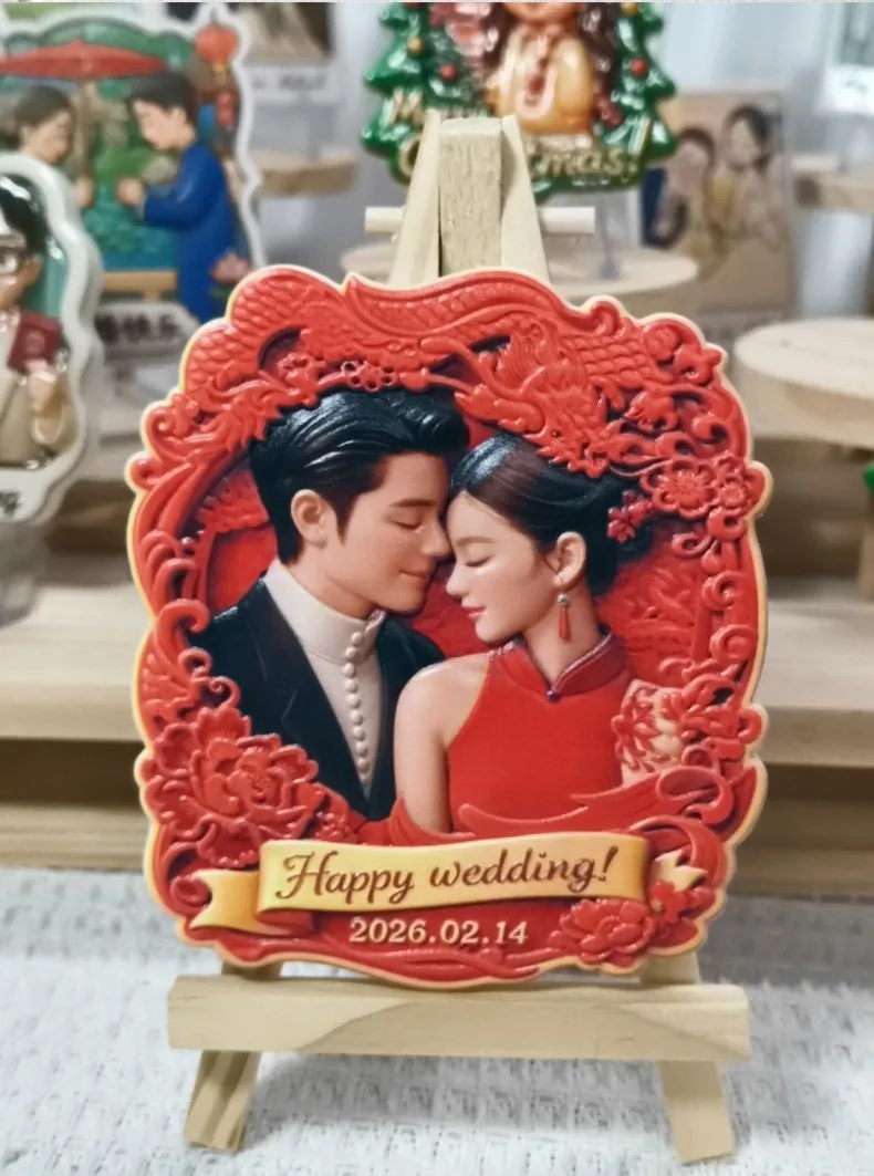Custom 3D Relief Fridge Magnet — Photo Design Keepsake (Valentine / Wedding Favor) - detail 9