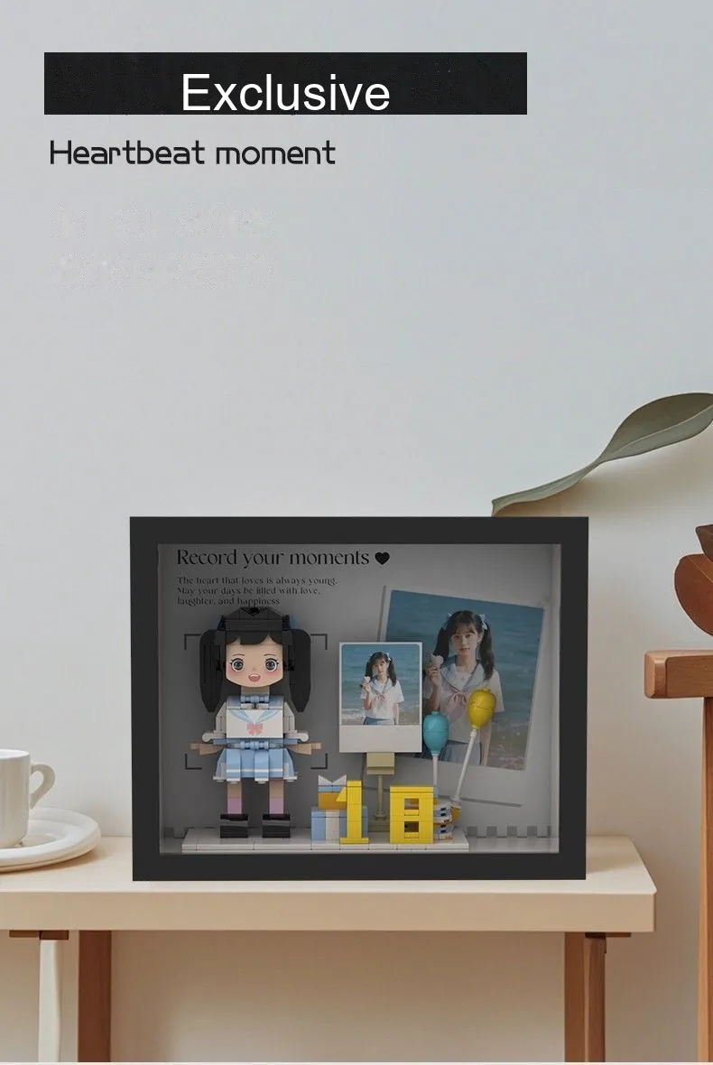 Custom Q-Style Brick Figure — DIY Building Block Portrait with Frame - detail 6