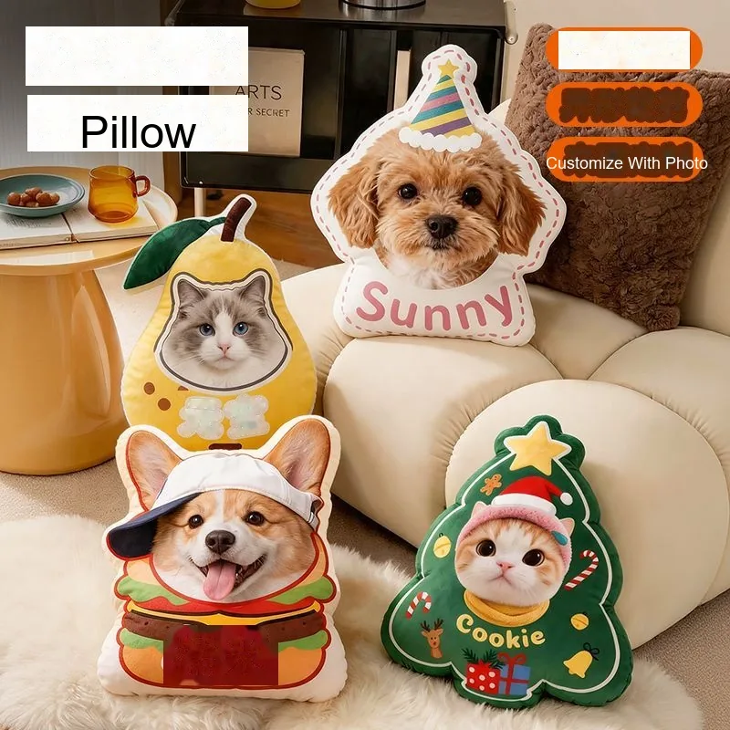 Custom Pet-Face Shaped Pillow — Double-Sided Printed Cat / Dog Cushion - detail 1