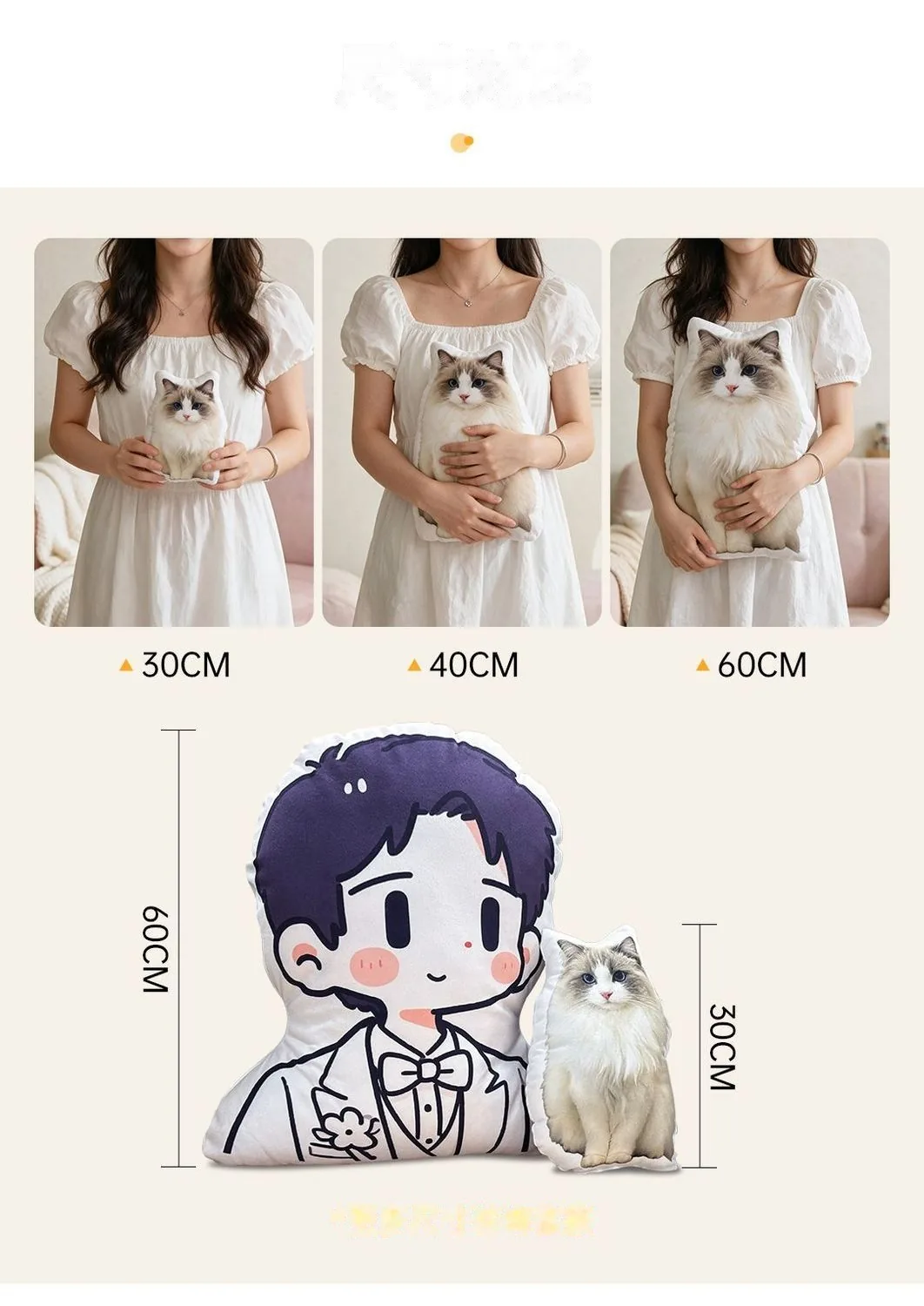 Custom Pet-Face Shaped Pillow — Double-Sided Printed Cat / Dog Cushion - detail 7