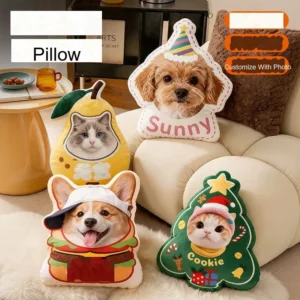 Custom Pet-Face Shaped Pillow — Double-Sided Printed Cat / Dog Cushion