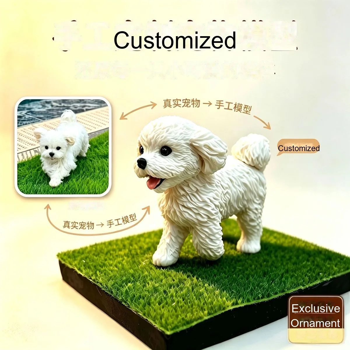 Custom 3D-Printed Pet Figure — Realistic Dog / Cat / Animal Memorial Statue - detail 2
