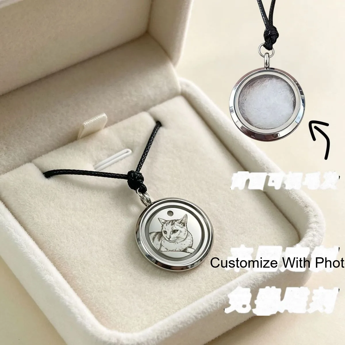Custom Pet Memorial Locket Necklace — Laser-Engraved Photo Pendant (Opens for Keepsakes) - detail 12
