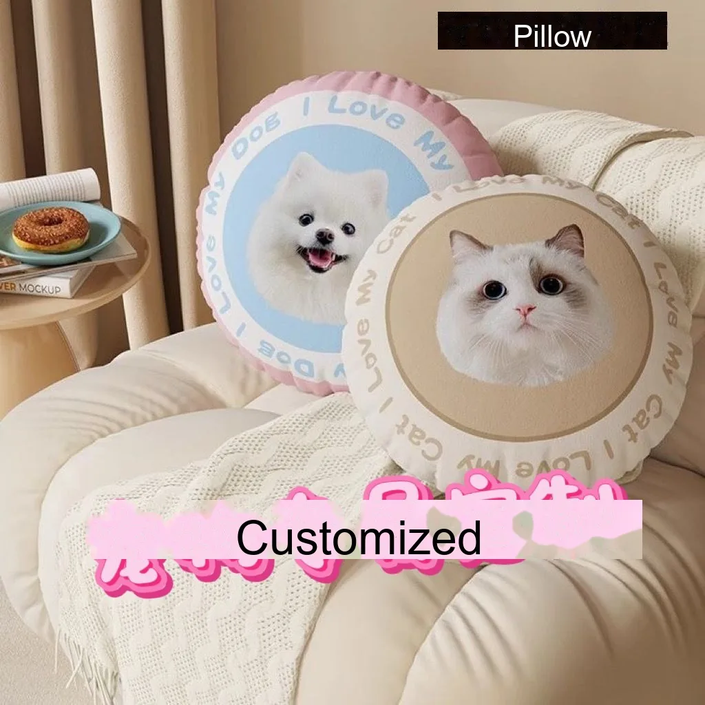 Custom Pet-Face Round Pillow — Photo Cushion from Your Cat / Dog - detail 2