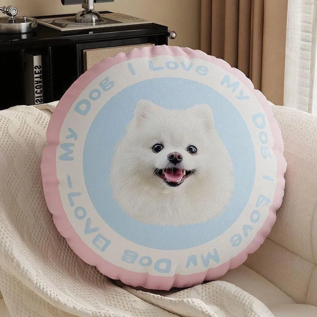 Custom Pet-Face Round Pillow — Photo Cushion from Your Cat / Dog - detail 4