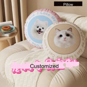 Custom Pet-Face Round Pillow — Photo Cushion from Your Cat / Dog